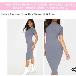 Prettylittlething Grey Knee Length Dress